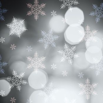 Bokeh lights. Bokeh lights. Christmas background with beautiful snowflakes.
