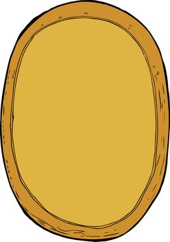 Cartoon doodle of single isolated oval picture frame