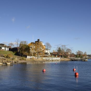 House in Vaxholm. Vaxholm a Swedish city in Stockholm archipelago.