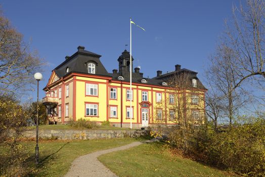 House in Vaxholm. Vaxholm a Swedish city in Stockholm archipelago.