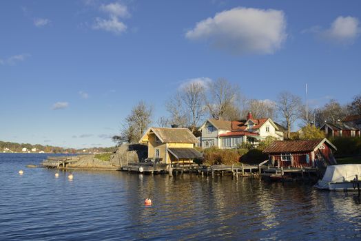 House in Vaxholm. Vaxholm a Swedish city in Stockholm archipelago.