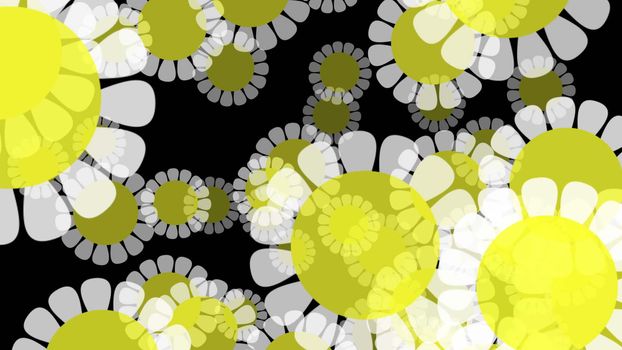 Computer Graphic flower background. White and yellow color.