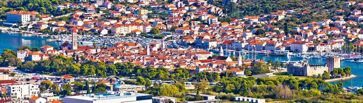 Old UNESCO town Trogir aerial panorama, Dalmatia, Croatia