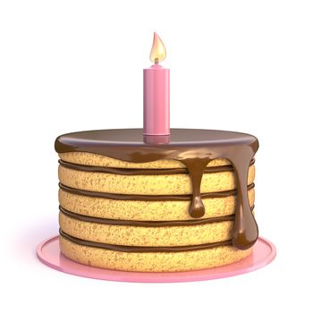 Birthday cake 3D render illustration isolated on white background