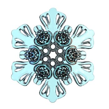Snowflake 3D render illustration isolated on white background
