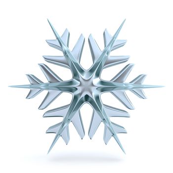 Snowflake 3D render illustration isolated on white background