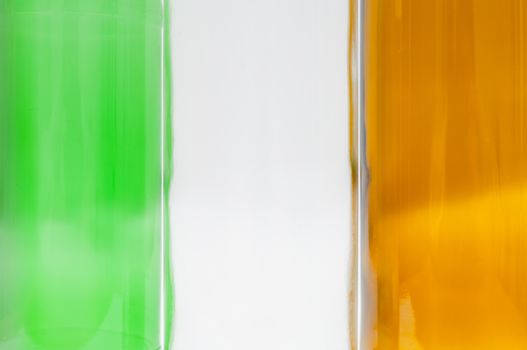 Flag of Ireland made of empty bottles