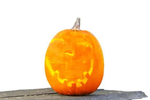 Pumpkin head  for halloween. From pumpkin carved a scary face. Holiday Halloween is celebrated in October.