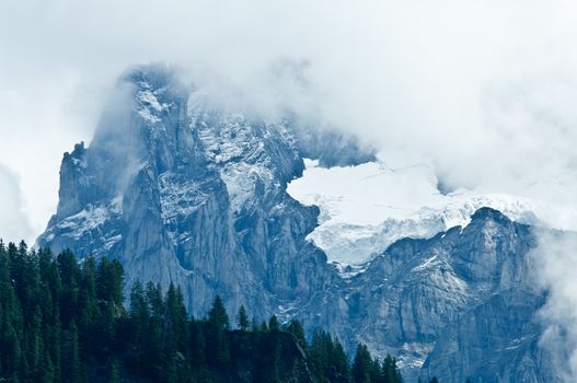 The Alps in Switzerland, high peaks steep valleys, Swiss Alps in Berner Oberland