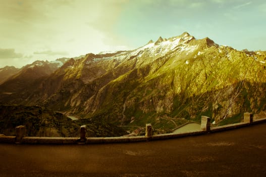 Grimselpass in Bernese Alps connects Bern and Valais