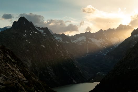 Grimselpass in Bernese Alps connects Bern and Valais