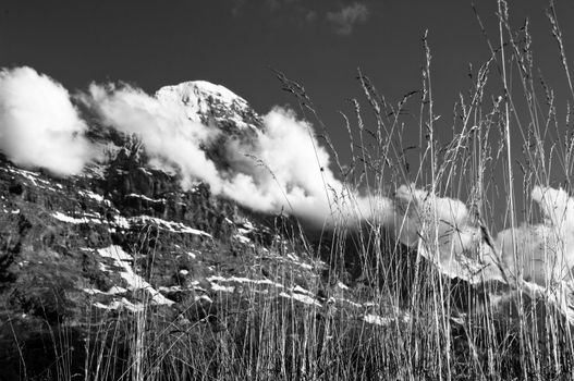 The Alps in Switzerland, high peaks steep valleys, Swiss Alps in Berner Oberland