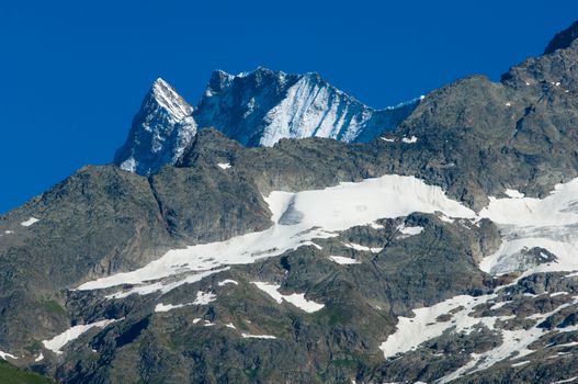 The Alps in Switzerland, high peaks steep valleys, Swiss Alps in Berner Oberland