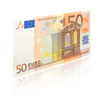 50 Euro banknote perspective view - isolated on white background