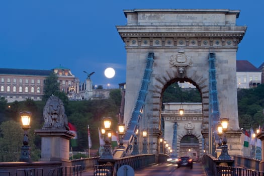 Early morning shot of Budapest with Chain Bridge and Buda Castle