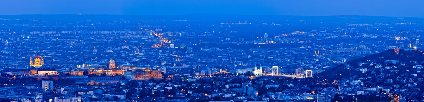 Budapest skyline from Buda Hills in the evening, Hungary