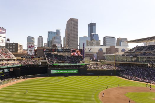 Minneapolis, MN - September 15, 2012: The skyline of Minneapolis, as seen from Target Field.