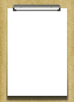 White paper on wooden folder. Blank background