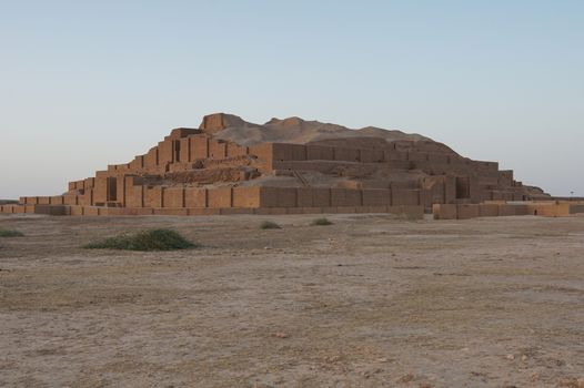 AHVAZ, IRAN - OCTOBER 4, 2016: Temple Chogha Zanbil in the last light of a day on October 4, 2016 in Iran, Asia