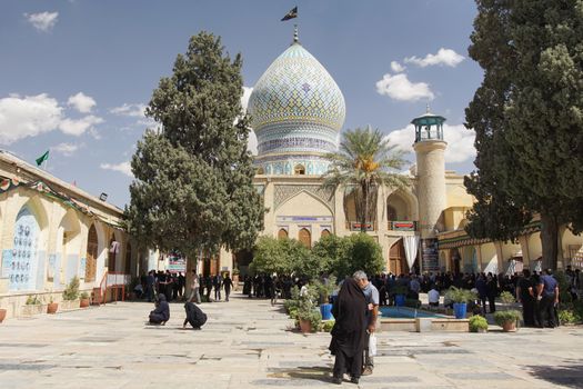 SHIRAZ, IRAN - OCTOBER 7, 2016: Shrine and mosque Ali ebn-e Hamzeh on October 7, 2016 in Shiraz, Iran, Asia