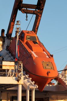 lifeboat on a ship catapult  launching