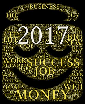 Business 2017 word cloud concept in emoticon shape