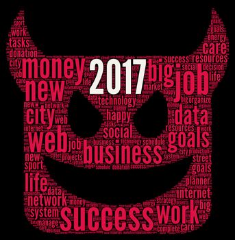 Business 2017 word cloud concept in emoticon shape