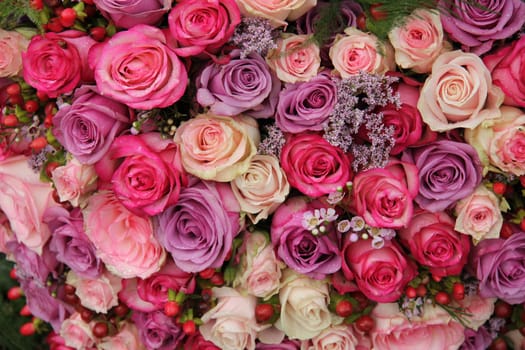 Wedding flowers: roses in various pastel colors