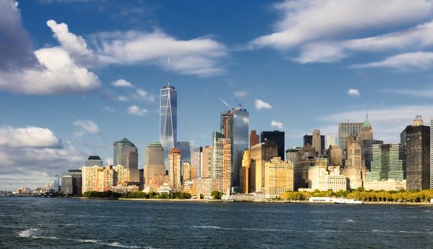 The New York City Downtown skyline at the afternoon