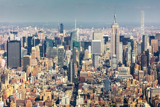 New York City, USA - October 5, 2016: New York Uptown panorama at the afternoon. With a Census-estimated population of over 8.4 million in 2013 is the most populous city in the United States.