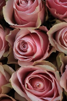 Big pink roses in a floral wedding decoration