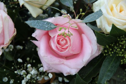 Bridal flower arrangement in pink and white