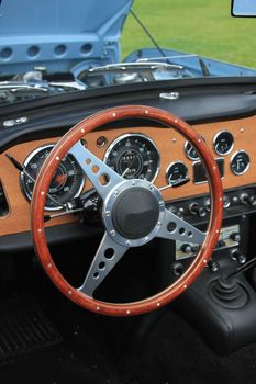 Dashboard of a vintage sports car