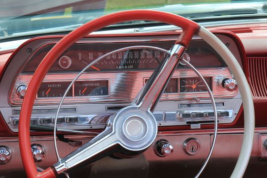 Dashboard of a vintage sports car