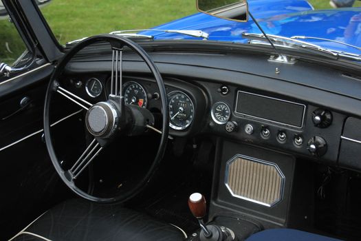 Dashboard of a vintage sports car