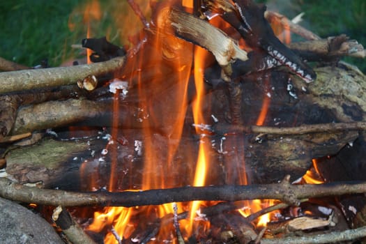 Bright Orange Flames in an open fire