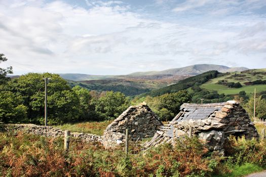 Derelict stone building with a broken roof