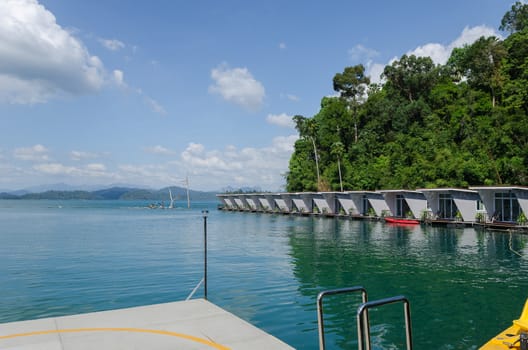 Ferry port and  watercycle in Ratchaprapha Dam, Khao Sok National Park, Surat Thani Province, Thailand