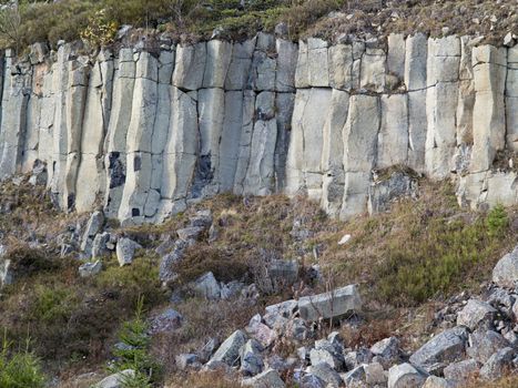 Image of the old basalt quarry in The Ore Mountains - columnar jointing of basalt