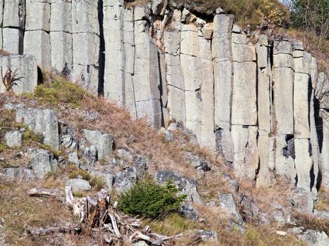 Image of the old basalt quarry in The Ore Mountains - columnar jointing of basalt