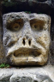 Spooky Stone Head - rock sculpture in the forest from 1840 by sculptor Vaclav Levy
