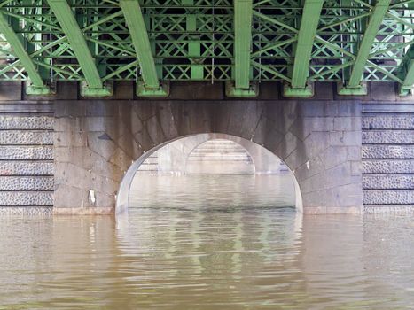 Conceptual image - under the bridge in fog - bridge structure