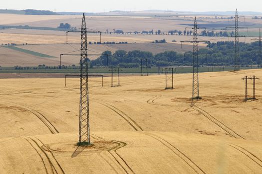 Image of the pylons in the fields