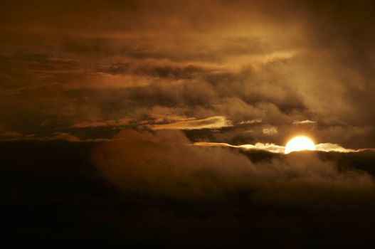 Abstract shot of the sunset after storm