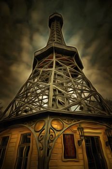 The Petrin Lookout Tower is a 63.5 metre tall steel tower in Prague, which strongly resembles the Eiffel Tower. The Petrin Lookout Tower was built in 1891 and was used as an observation tower as well as a transmission tower. Today the Petrin Lookout Tower is one of main tourist attraction.