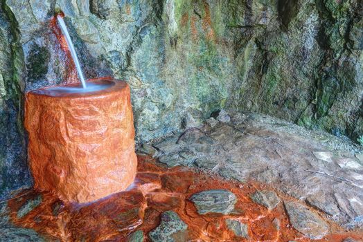 Detail of the mineral water spring - ferruginous water