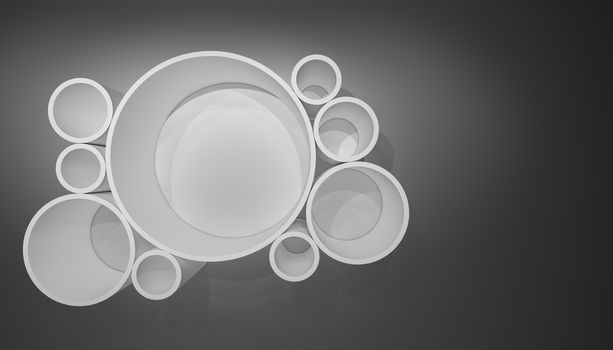 Illuminated circle white shelf for presentations. Gray background. 3D illustration