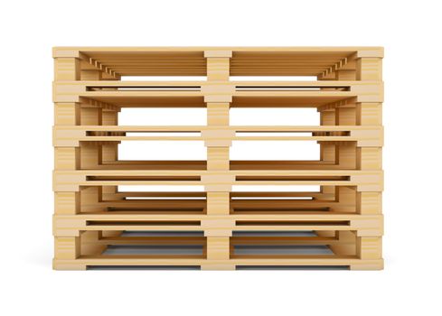 Wooden pallets. Isolated on white. 3D illustration