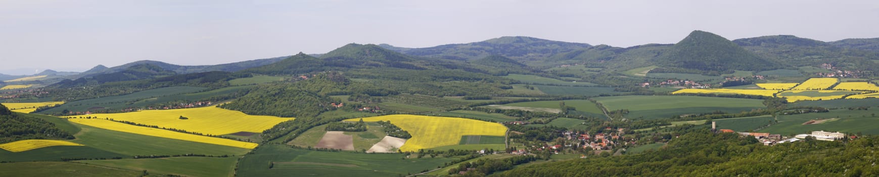 View on the protected landscape area Czech Central Mountains from the top of the hill Kostalov, Czech republic.