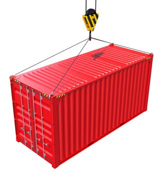 Cargo container hanging hook. White background. 3D rendering